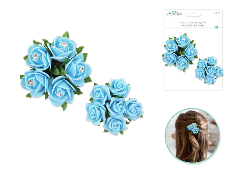 A Brides Wish Light Blue Foam Rose Floral Bouquets