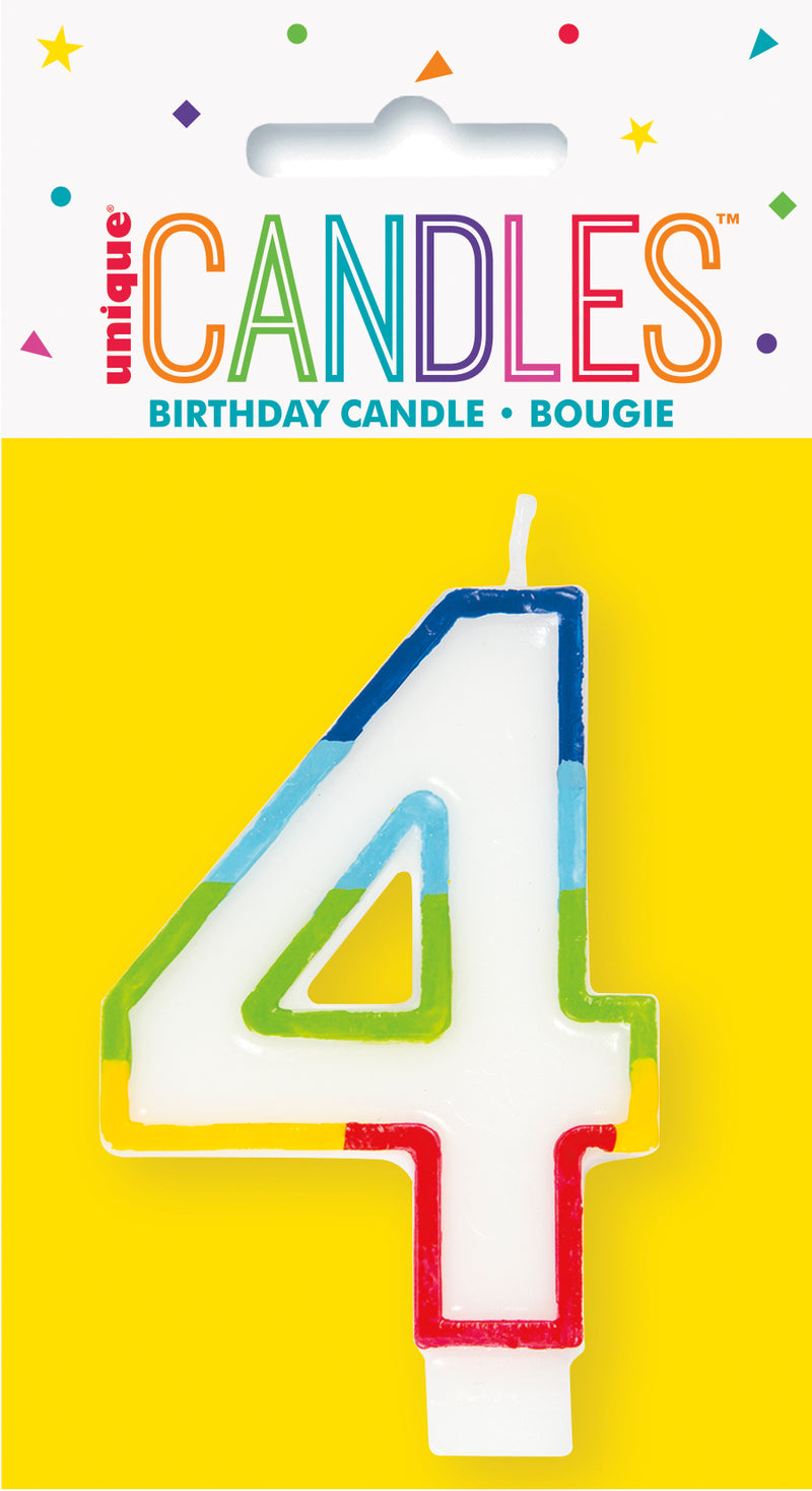 Rainbow Border Birthday Candle Number 4