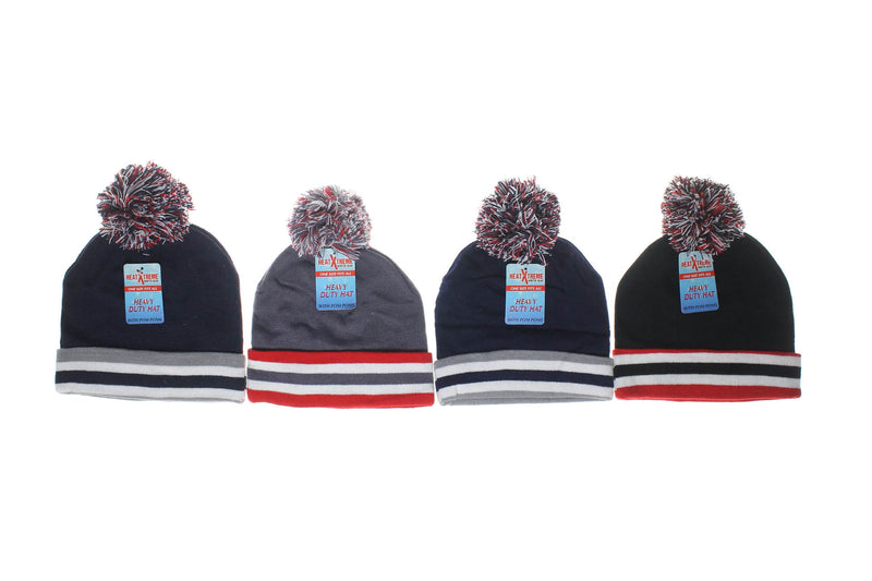 Winter Pom Pom Stripe Hat