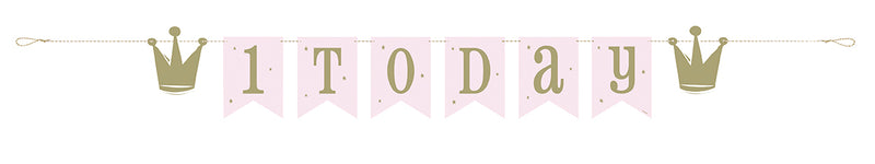 Ballerina Pink And Gold First Birthday Pennant Banner