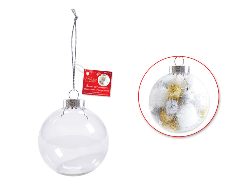 Seasonal Décor: 9cm DIY Round Plastic Ornament w/Met Cap+Cord