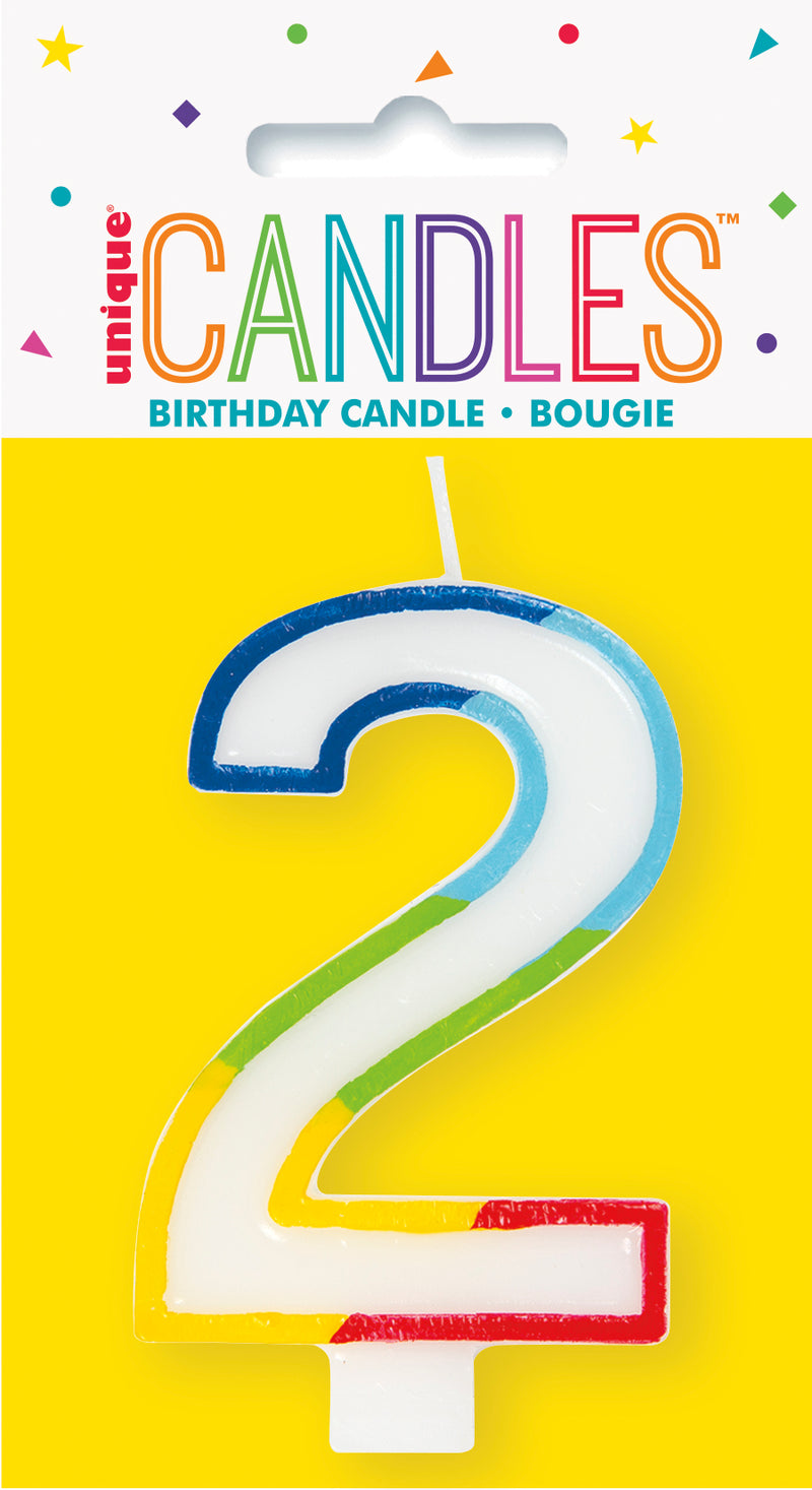 Rainbow Border Birthday Candle Number 2
