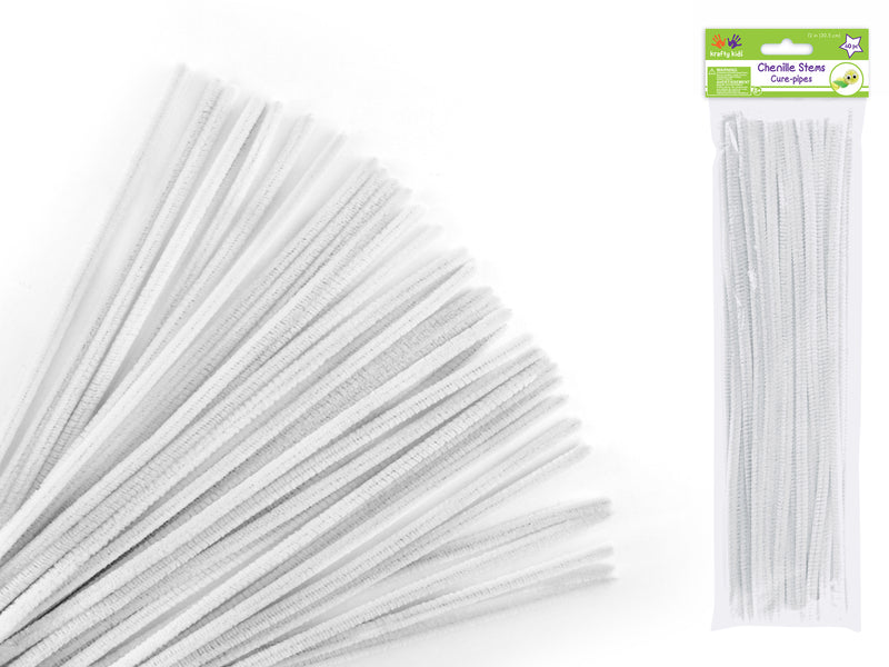 White Chenille Stems Pipe Cleaners