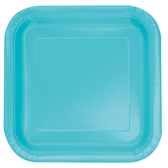 Terrific Teal Small Square Plates 16 Pack
