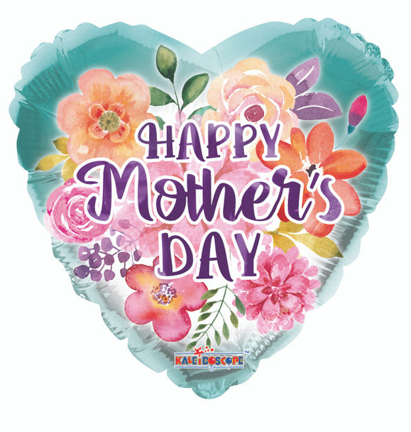 18"K Happy Mother's Day Watercolored Flowers Pkg