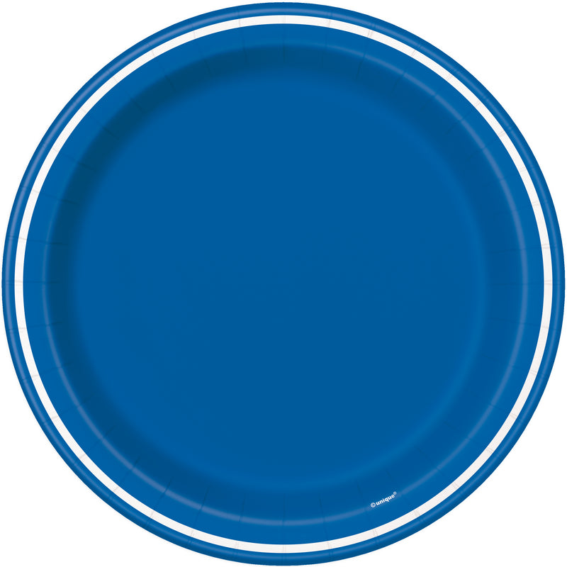 Royal Blue Thin Stripes Round Dinner Plates