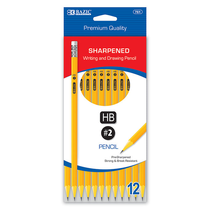 Bazic Pre Sharpened Premium Yellow Pencil 12 Pack