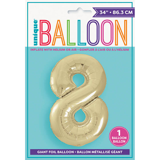 Gold Foil Balloon Number 8
