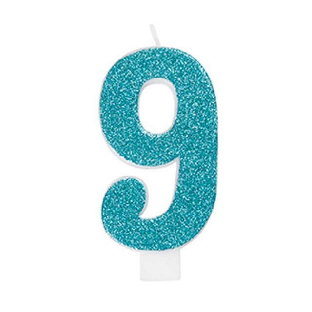 Glitter Number Birthday Candle 9