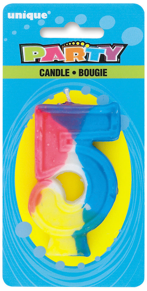 Rainbow Birthday Candle Number 5