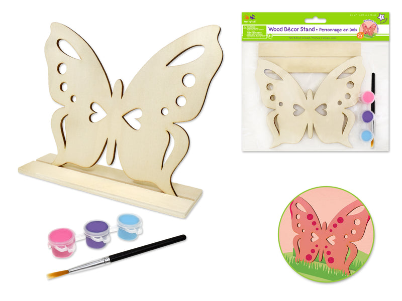 Krafty Kids Kit: 7"x6" DIY Wood Stand-Up w/3 Paint Pots+Brush D) Butterfly