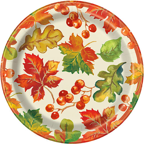 Berries And Leaves Fall Round Dinner Plates Small