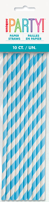 Powder Blue Stripe Paper Straw