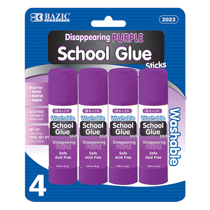 Bazic Small Washable Purple Glue Stick 4 Pack