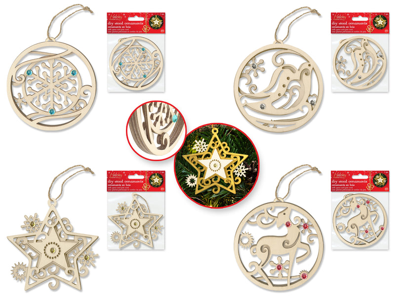 Holiday 3D Gemmed Ornament Wood