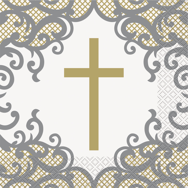 Fancy Gold Cross Luncheon Napkins