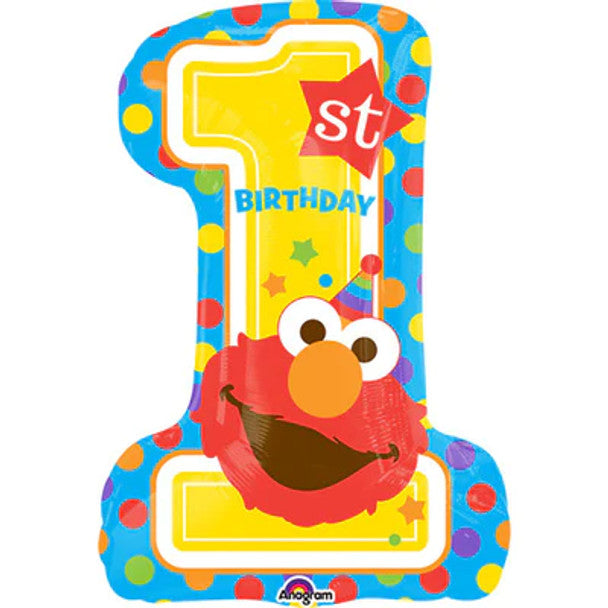 28"A Happy First Birthday Sesame Street Elmo One Shape Pkg
