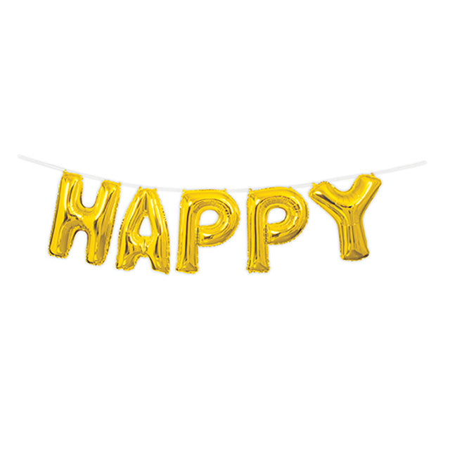 Gold Happy Birthday Balloon Banner Kit