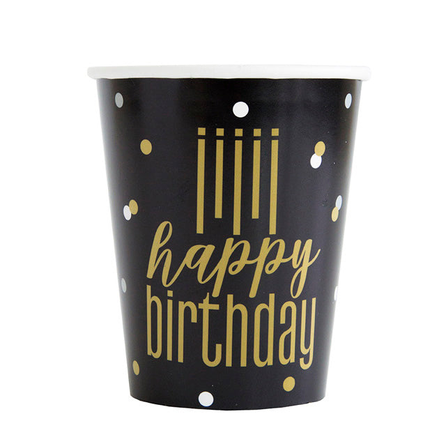 Metallic Happy Birthday Cups