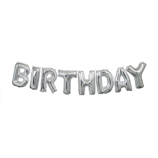 Silver Birthday Balloon Banner Kit