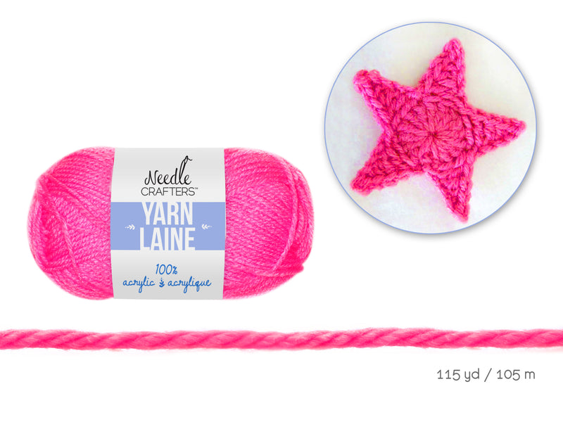 Needle Crafters Neon Pink Acrylic Yarn