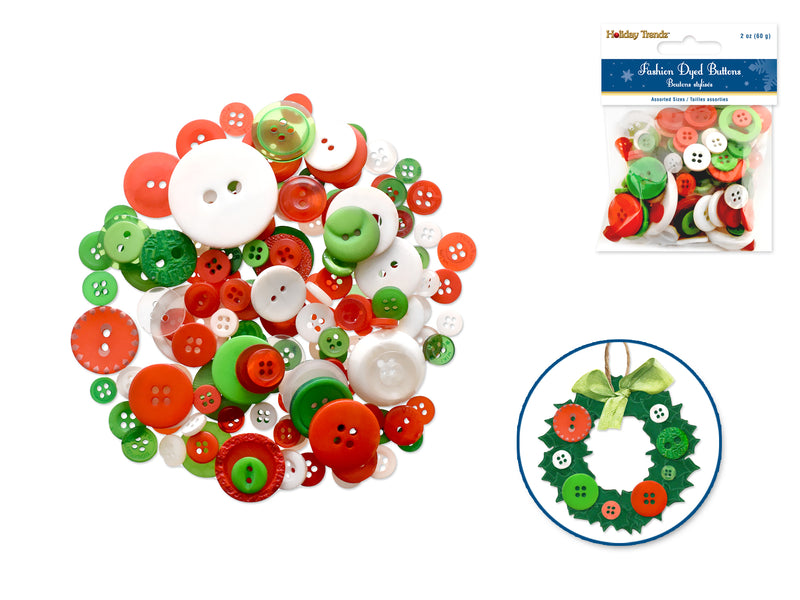 Holiday Button Embellishment: 60g Fashion-Dyed Medley