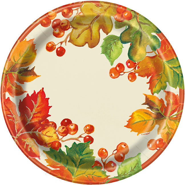 Berries And Leaves Fall Round Dinner Plates Large