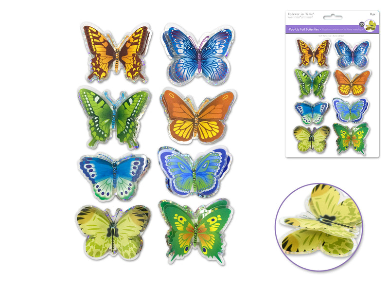 Handmade Stickers 3D Pop Up Foil Butterflies Multi Color
