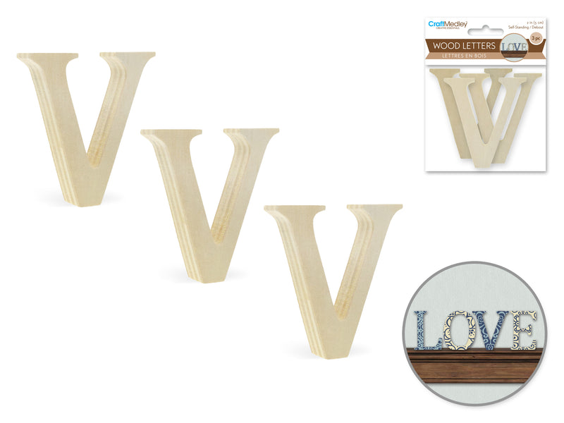 Pine Standing Wood Letters V
