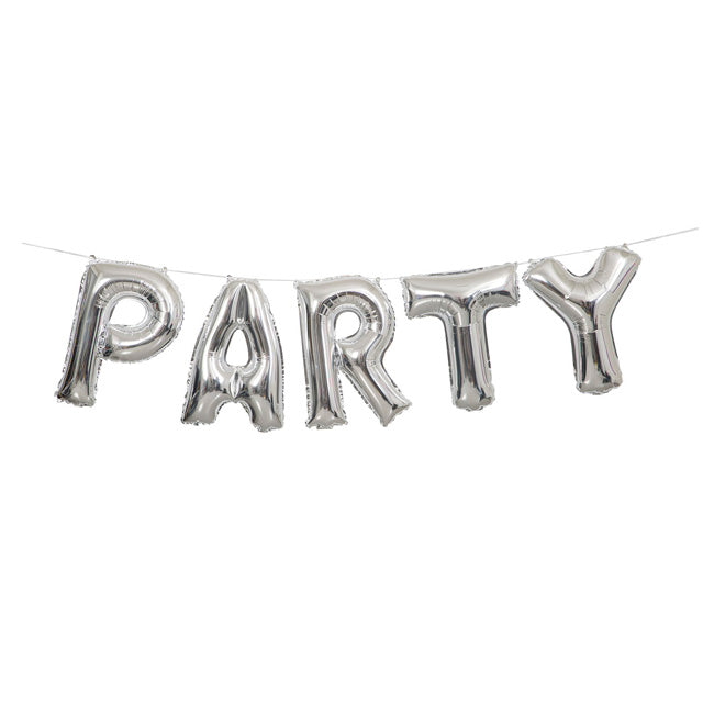 Silver Party Balloon Banner Kit