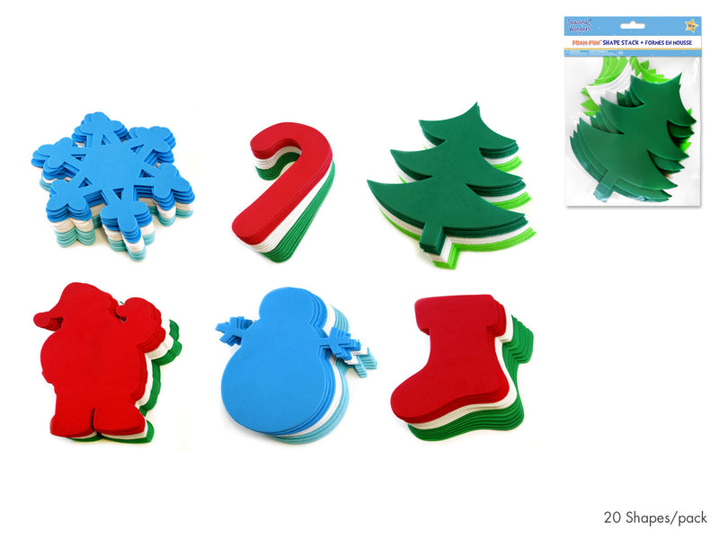 Seasonal Wonders: 6" Holiday Fun Foam Stacks x20 Asst 6styles