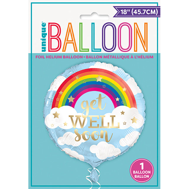 Rainbow Get Well Soon Foil Balloon Packaged
