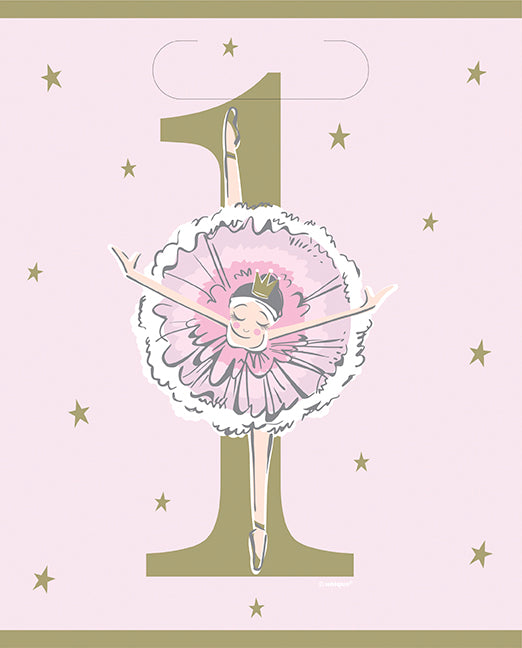 Ballerina Pink And Gold First Birthday Loot Bags