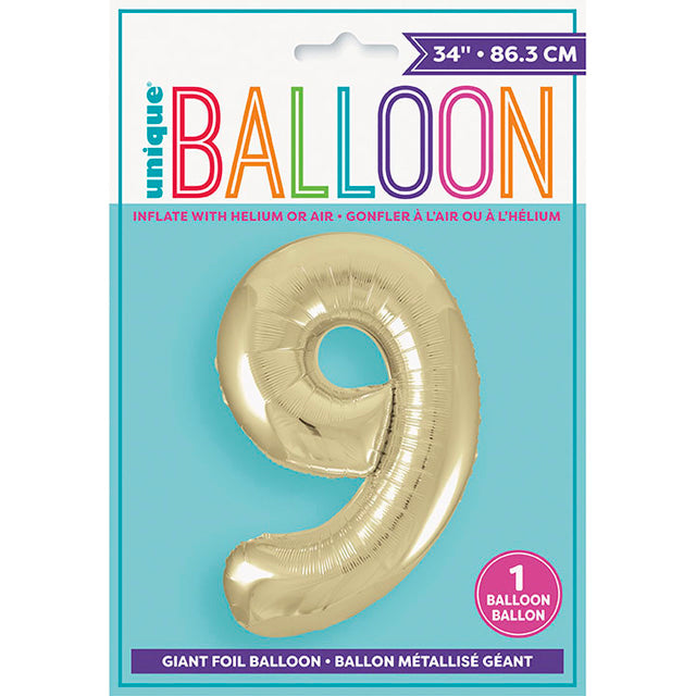 Gold Foil Balloon Number 9