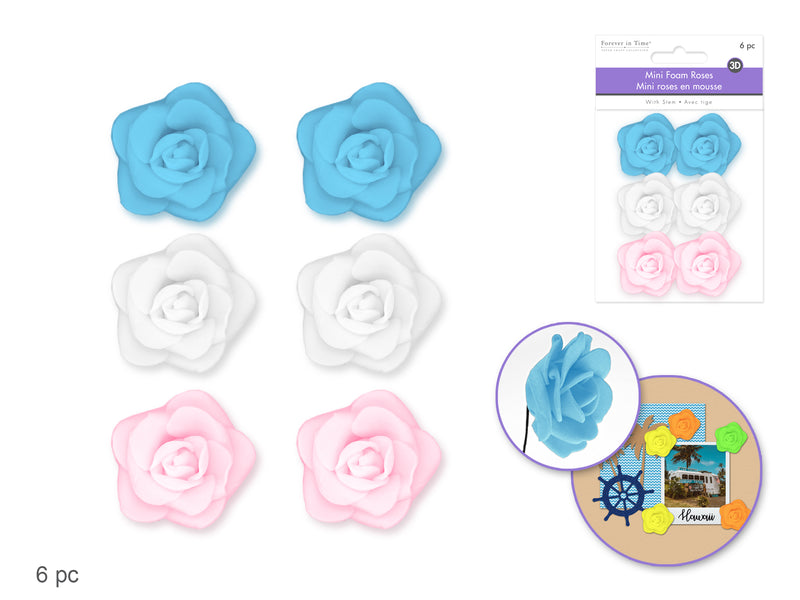 Floral Embellishments Mini Foam Roses With Stem