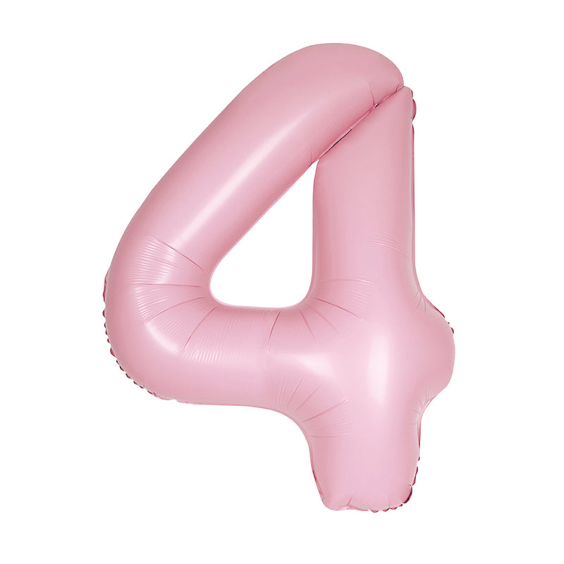 Matte Lovely Pink Number 4 Foil Balloon