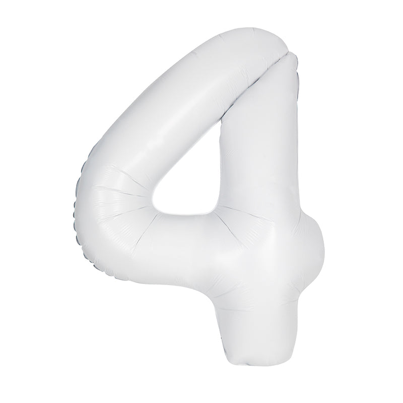 Matte White Number 4 Foil Balloon