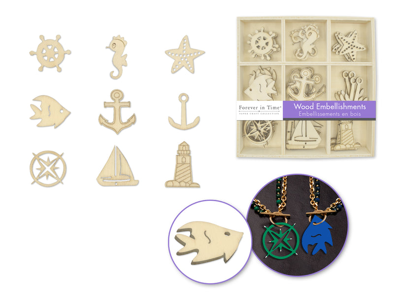 Paper Craft Embellishments Mini Wood Embellishments Nautical Box
