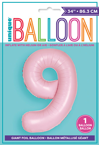 Matte Lovely Pink Number 9 Foil Balloon