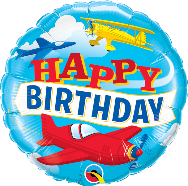 18"Q Happy Birthday Airplanes Pkg