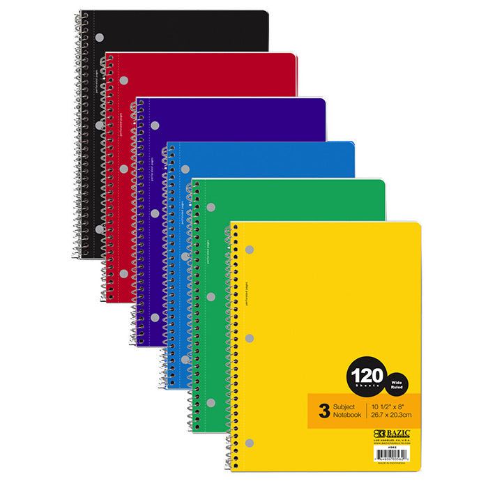 Bazic 3 Subject Notebook