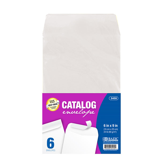 Bazic Self Seal White Catalog Envelope 6 Pack