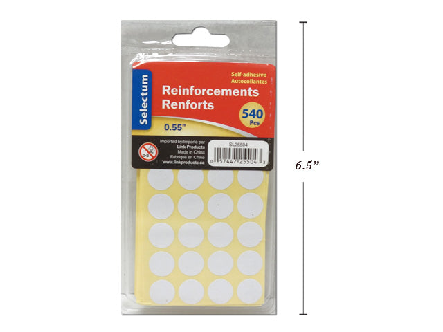 Self Adhesive White Reinforcements 540 Pack