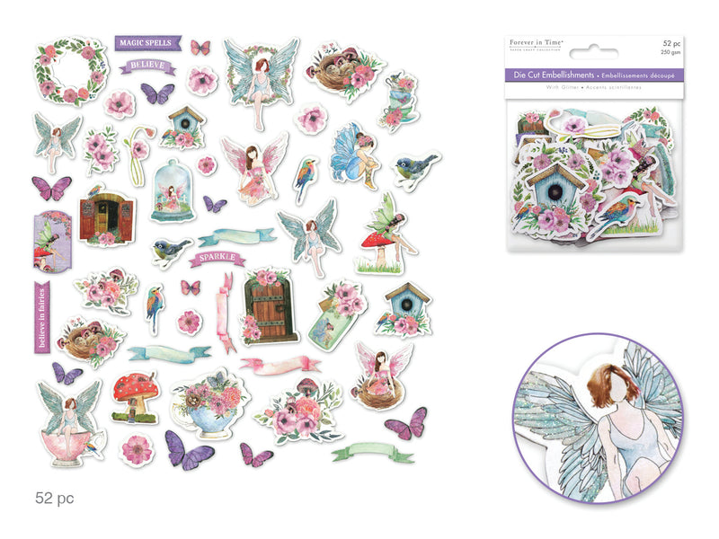 Paper Craft Embellishments Fairy Sparkle Glitter Die Cuts