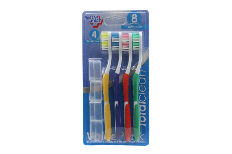 Soft Toothbrush With Caps 4 Pack