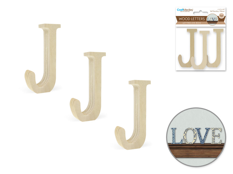 Pine Standing Wood Letters J