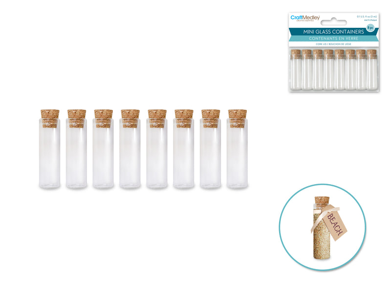 Glass Vials Mini With Cork Lid 8 Pack