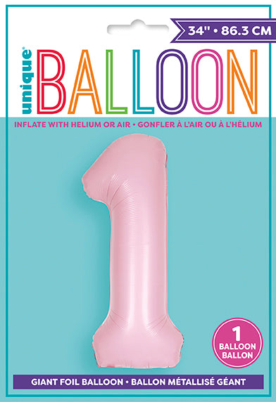 Matte Lovely Pink Number 1 Foil Balloon
