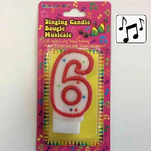Musical Number 6 Birthday Candle