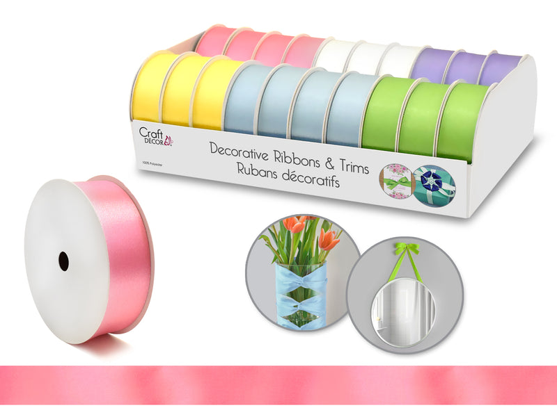 Craft Décor Ribbons/Trims: Poly-Satin 1" x 3yd Rolls x20 Asst